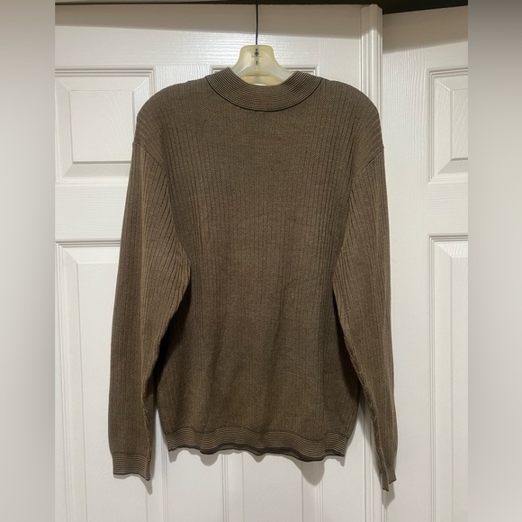 Barry Bricken Silk Cotton light knit Olive green lightweight Sweater large‎ - Picture 1 of 11